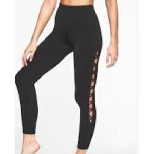 Athleta Women's Leggings Shiva Cut Out Side 7/8 Leggings Black Size XS